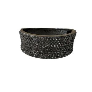 Black Crystal Cuff Clamp Bracelet Glam Y2K‎ Vintage